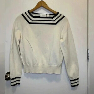 Liz Claiborne pullover crewneck lightweight sweater white and black size small